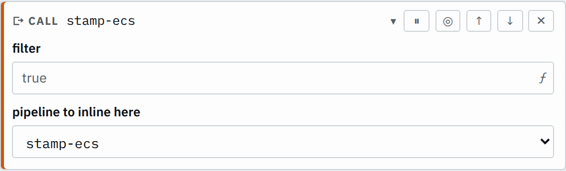 The call step's settings in the pipeline editor